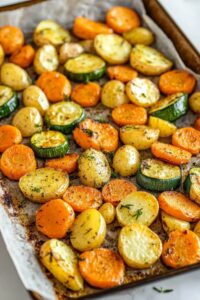Garlic Herb Roasted Potatoes Carrots And Zucchini Recipe