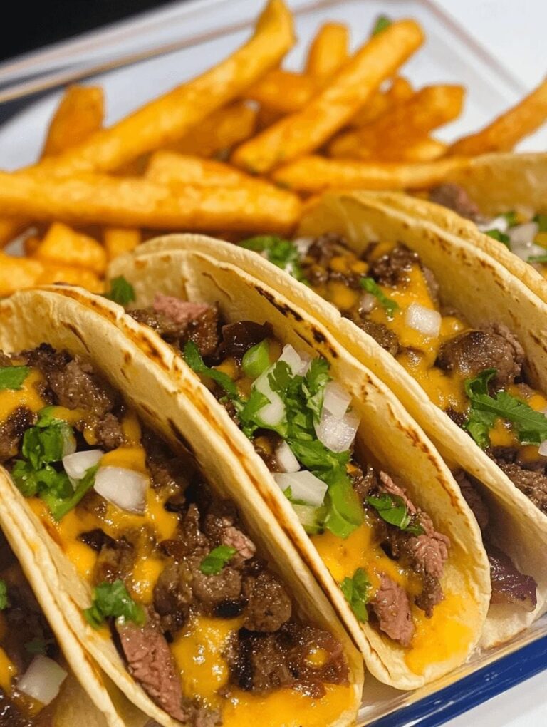 Cheese Steak Tacos With Buffalo Fries Recipe