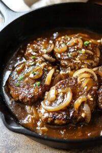 Hamburger Steaks With Onion Mushroom Gravy Recipe