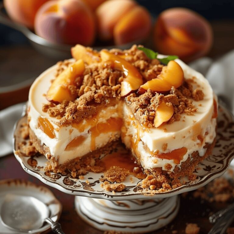 Decadent Bourbon Peach Streusel Cheesecake Recipe