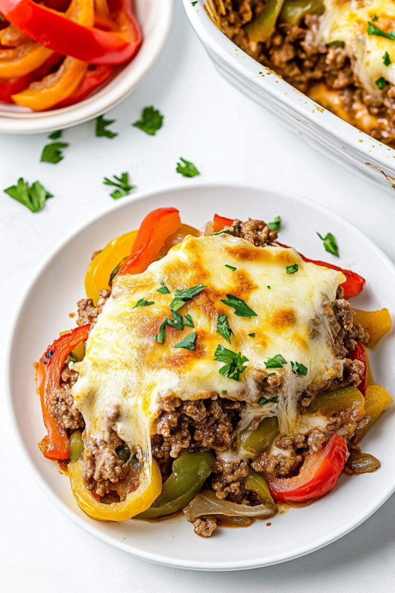 Low Carb Keto Philly Cheesesteak Casserole Recipe
